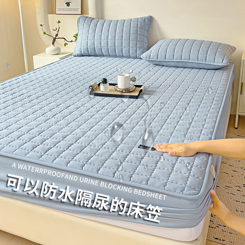 Cubierta de cama impermeable a prueba de orina acolchada acolchada de algodón de clase A personalizada funda protectora de colchón Simmons funda de cama antideslizante de algodón puro a prueba de polvo