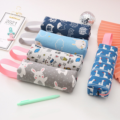 Cartoon Blue Duck capacity portable Pencil bag Primary and secondary school students Pencil box multi-function Stationery bags Pencil Bag