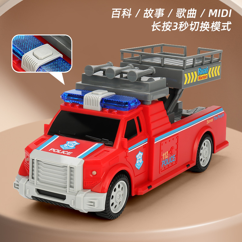 Multifuncional eléctrico universal rescate ascensor coche música luz cinturón historia educación temprana juguete educativo coche puesto al por mayor