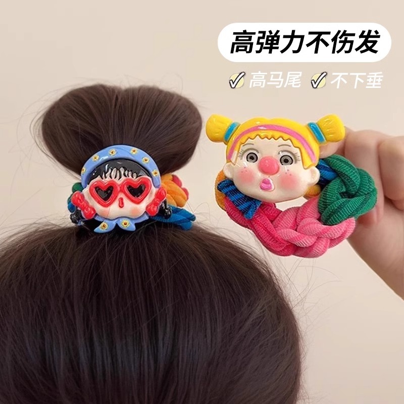 Anillo de cabello de cola de caballo alto correa de elasticidad de cabello de alta elasticidad bolas de cabello red rojo 2025 nuevo adornos de cabello de cabello de cabello lindo