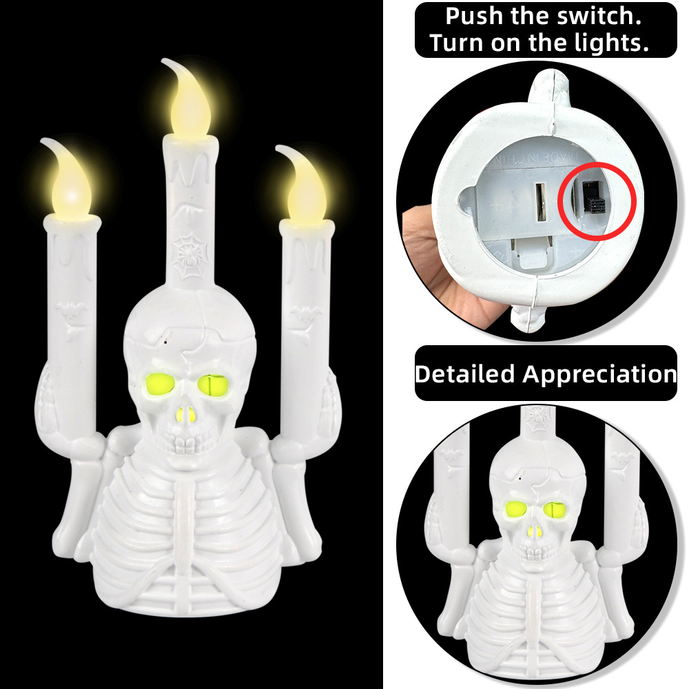Nuevo Halloween cráneo luminoso candelabro fiesta fantasma bar ktv decoración de escritorio LED lámpara decoración de galleta