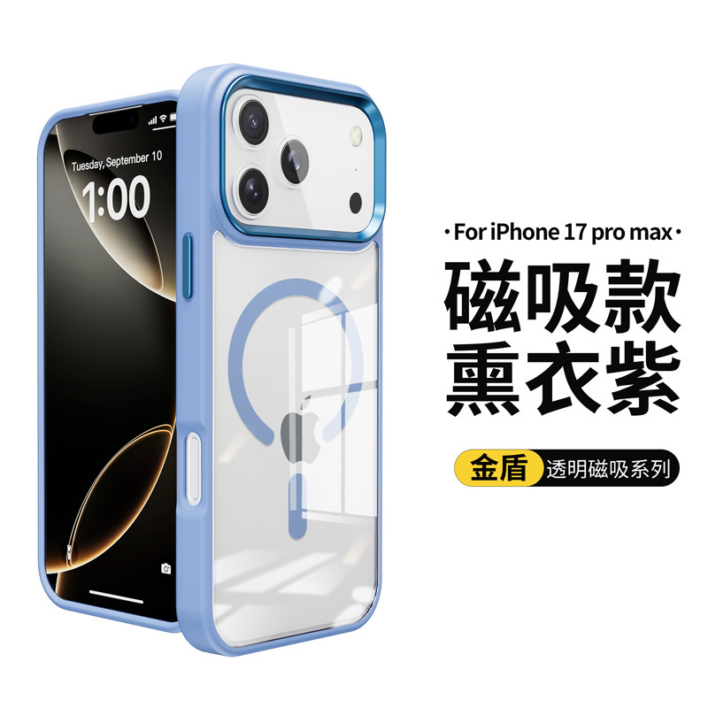 iPhone17pro磁気電話ケースApple 17透明電話ケースメタルボタンApple 16に適したクロスボーダー|undefined