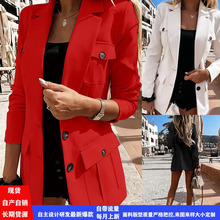 2025春特姆tk亚马逊速卖通eBay纯色气质优雅长袖西装小外套女开衫