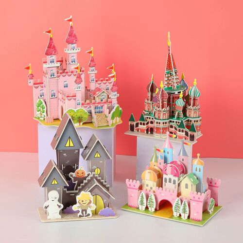 Children's three-dimensional puzzle wholesale 3D model parent-child interactive puzzle paper assembled house toy boys and girls gifts