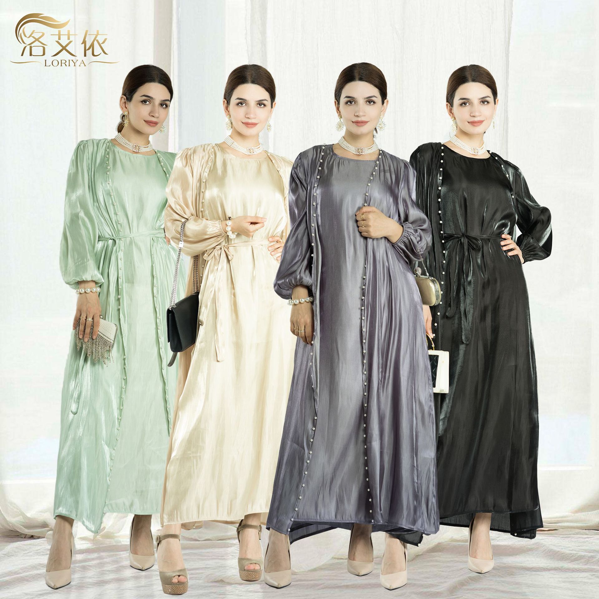 2023loriya Amazon burbuja manga Rebeca con cuentas más vestido sin mangas desgaste interior conjunto de dos piezas LR587