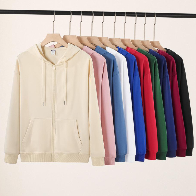 Sublimation zipper hooded sweater off-shoulder loose long-sleeved sweater class clothes heat transfer printing sweater foreign trade coat Sublimation zipper hooded sweater off-shoulder loose long-sleeved sweater class clothes heat transfer printing sweater foreign trade coat