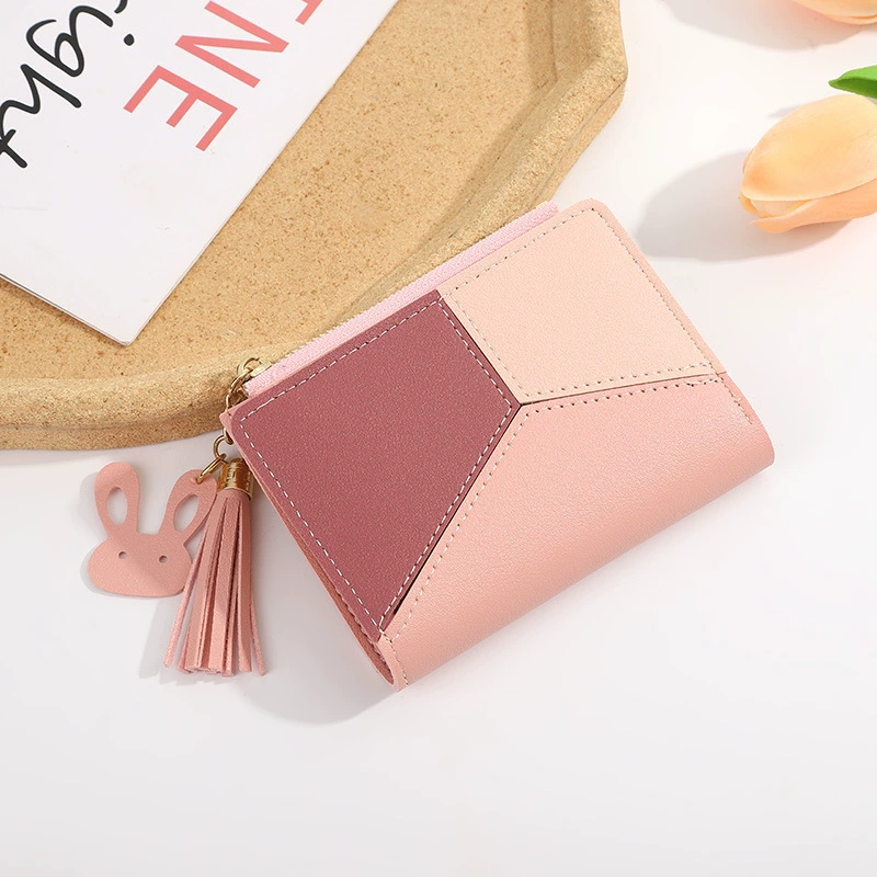 Wallet, short small design shoulder bag, thin fashionable Japanese chain with zipper, simple and elegant design