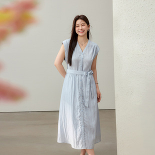 [Intellectual and Mature Style Waist Elegant Lyocell Dress] Slim and Show Plus Size Women's Clothes Fat mm Summer Clothes New Style