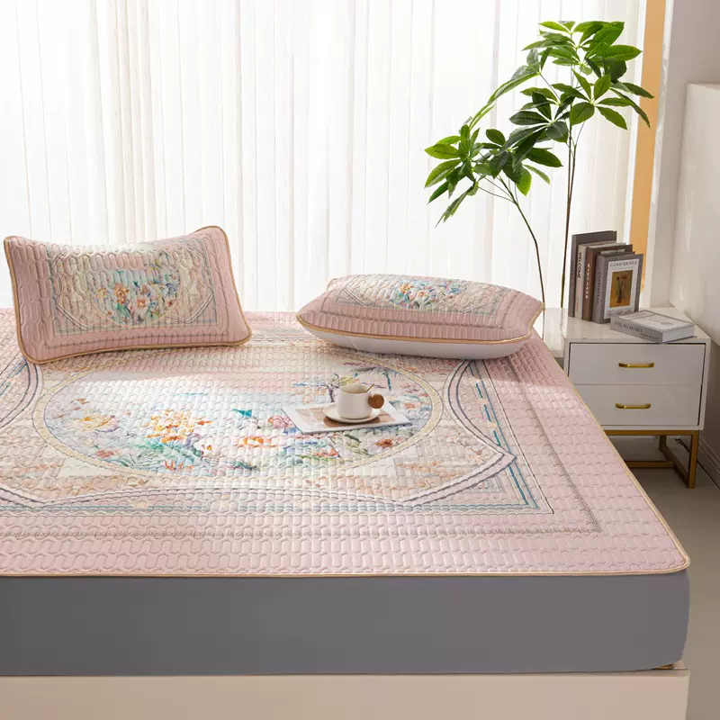 2025春夏季新品6mm加厚天丝凉感乳胶凉席床笠款凉席三件套