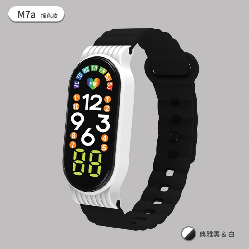 Venta directa de fábrica M 7 M7a contraste color LED reloj electrónico pulsera para niños vida impermeable reloj electrónico en stock al por mayor