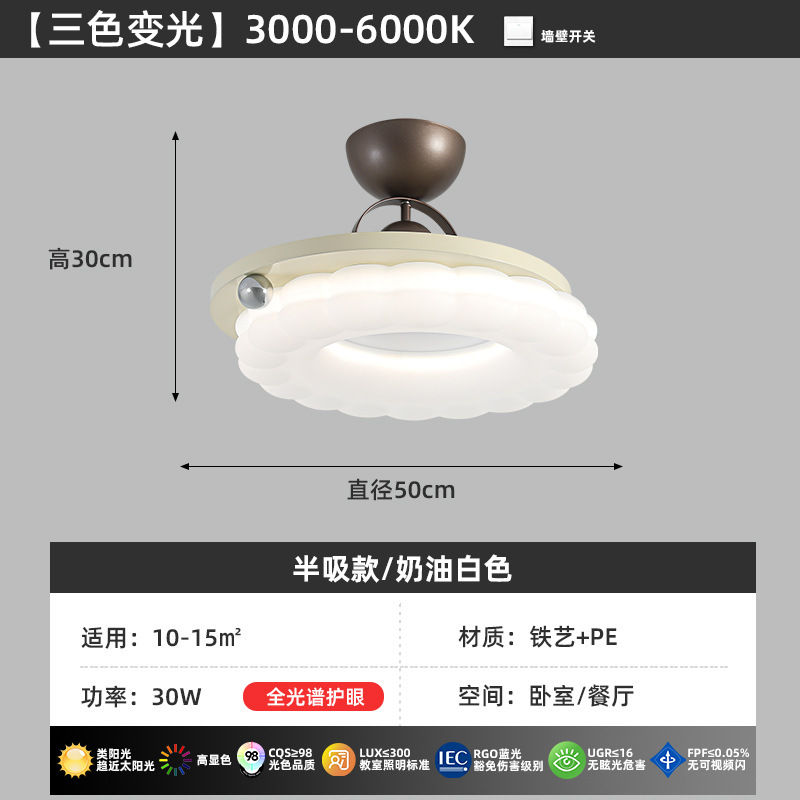 Luz de dormitorio de viento crema medieval, lámpara de techo cálida, nubes de calabaza burbuja de protección de ojos, lámpara de dormitorio principal, lámpara de habitación Zhongshan