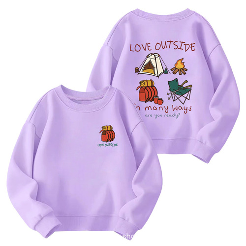 Men and Women Children Cartoon Print Crew Neck Loose Thin Version Sweatshirt 2026 Spring and Autumn New Small and Medium Children Casual Top