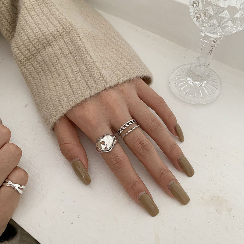Anello aperto regolabile minimalista in argento massiccio 925_voghion.com