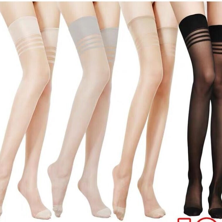 Long Stockings for Women, Mid-Length Summer Ultra-Thin Anti-Snatch Flesh-Colored High Stockings Half-Knee Socks Thigh Socks for Women