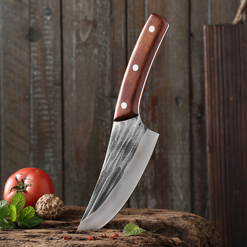 Hand-forged boning knife, pig, beef and mutton carving knife, rosewood butchering hammer splitting knife, sharp skinning knife