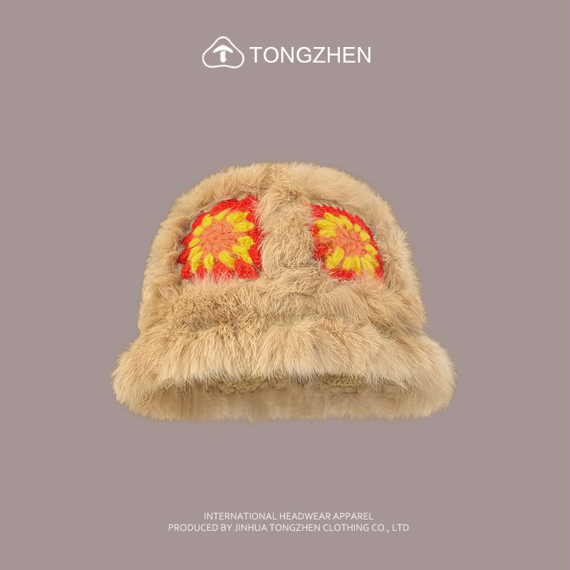 China-Chic Kaninchenhaar Löwe Erwachen Niedlicher Plüsch-Tigerkopf für Kinder, chinesische gestrickte Fischermütze im Winter_voghion.com