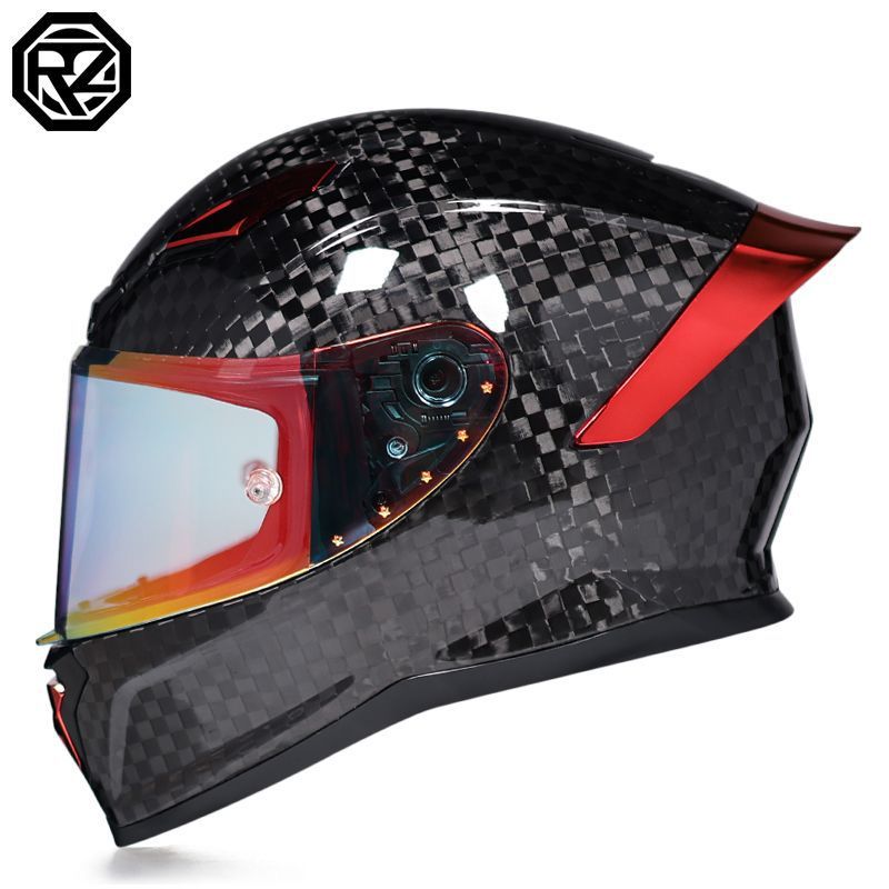 ORZ motocicleta de casco completo de fibra de carbono para hombres y mujeres