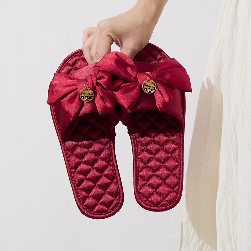 Wedding Slippers, Festive Red, a Pair, for the Bride, Wedding Gift Set, Marriage Celebration, Wedding Room Supplies, Brand New, Newlywed Couple