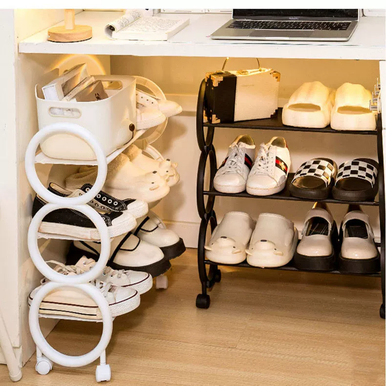 Multi‑tier shoe rack, compact versatile shoe organizer, 3–4 layers, white or black