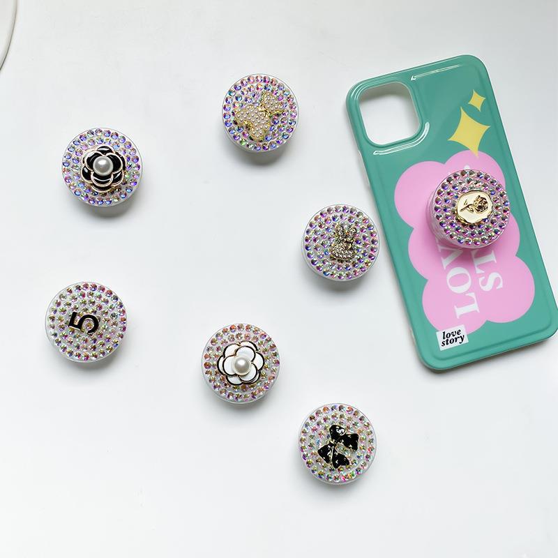 Suport airbag telefon Han, diamant de apă, floare de ceai de munte cu perle, arc de vânt interior, suport stabil pentru birou cu 5 compartimente, nișă_voghion.com