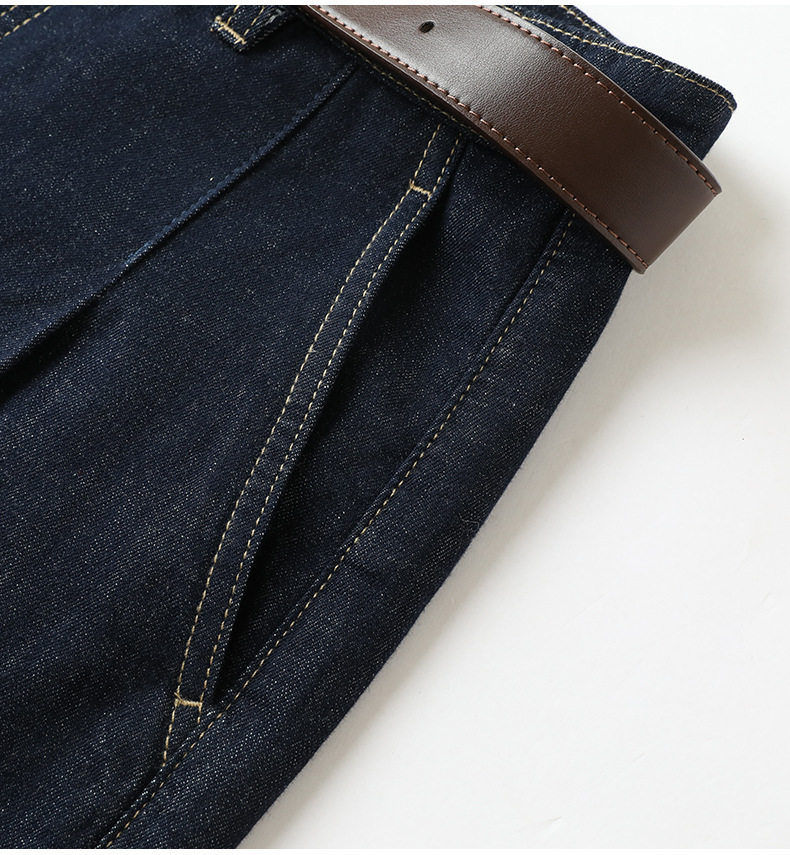 Quần ống rộng denim cạp cao phong cách retro cho nữ, form suông thoải mái tôn dáng — Xanh tím than chi tiết 14