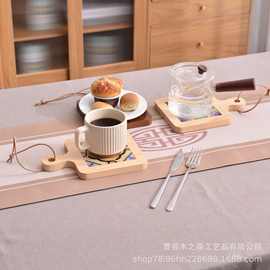批发复古日式松木花转锅垫木质隔热盘垫实木创意餐垫煲汤垫