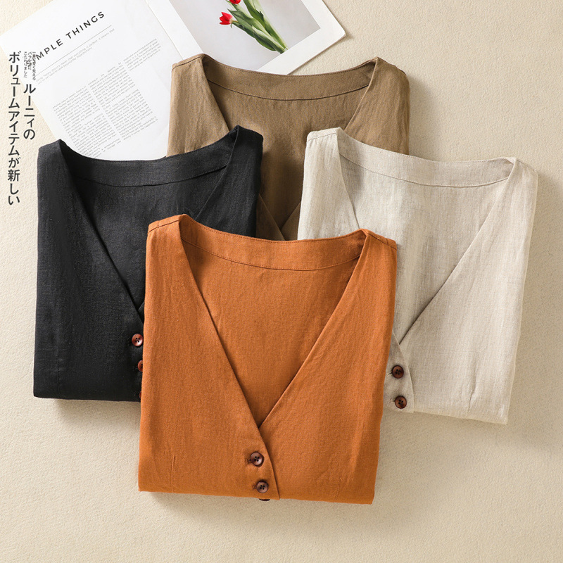 2026 Summer Retro Artistic Cotton and Linen Cardigan Round Neck Women's Extended Length Single-Breasted Comfortable Casual Women's Vest 2026 Summer Retro Artistic Cotton and Linen Cardigan Round Neck Women's Extended Length Single-Breasted Comfortable Casual Women's Vest