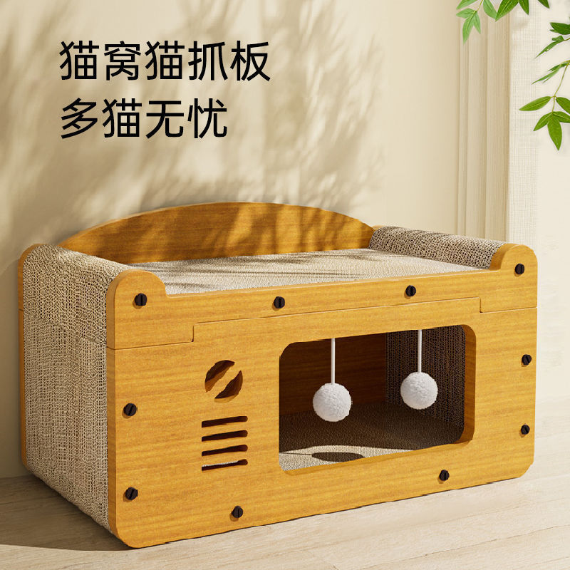 猫抓板猫窝四季通用一整套上下铺瓦楞纸耐磨不掉屑窝房子速卖通|undefined
