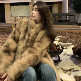 实拍皮草外套环保托卡狐狸毛新款中长款显瘦轻奢毛毛冬季保暖大衣