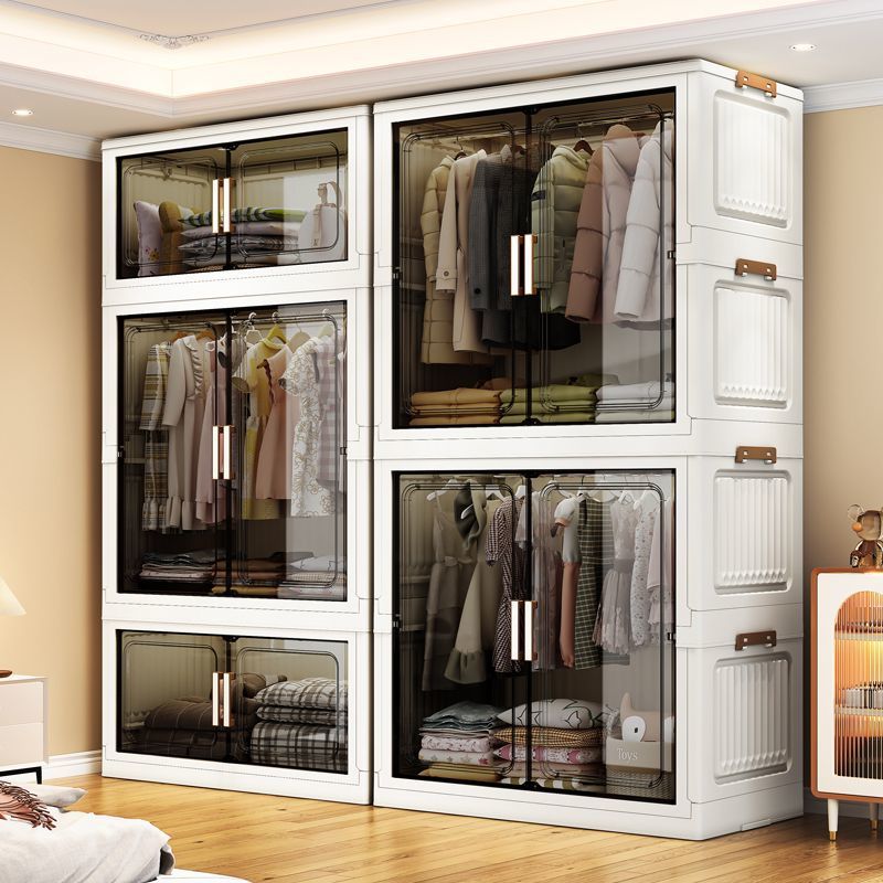Install-free children's wardrobe, baby snacks and sundries foldable storage cabinet, infant small closet, home organization storage chest