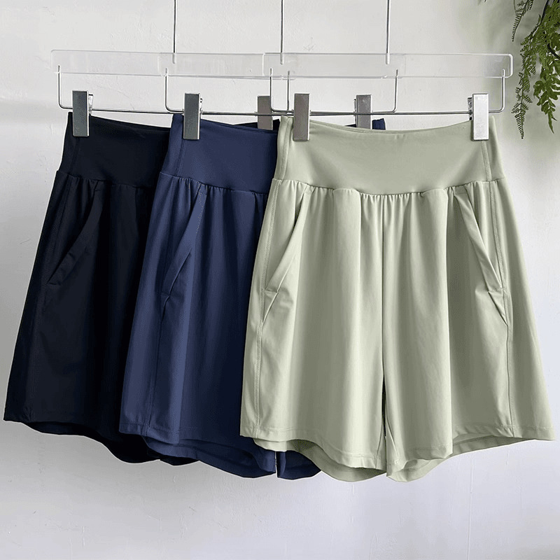 Women's Summer Thin Quick-Dry Running Shorts, High-Waisted, Tummy Control, Slimming, Loose Fit, Gym Yoga Shorts