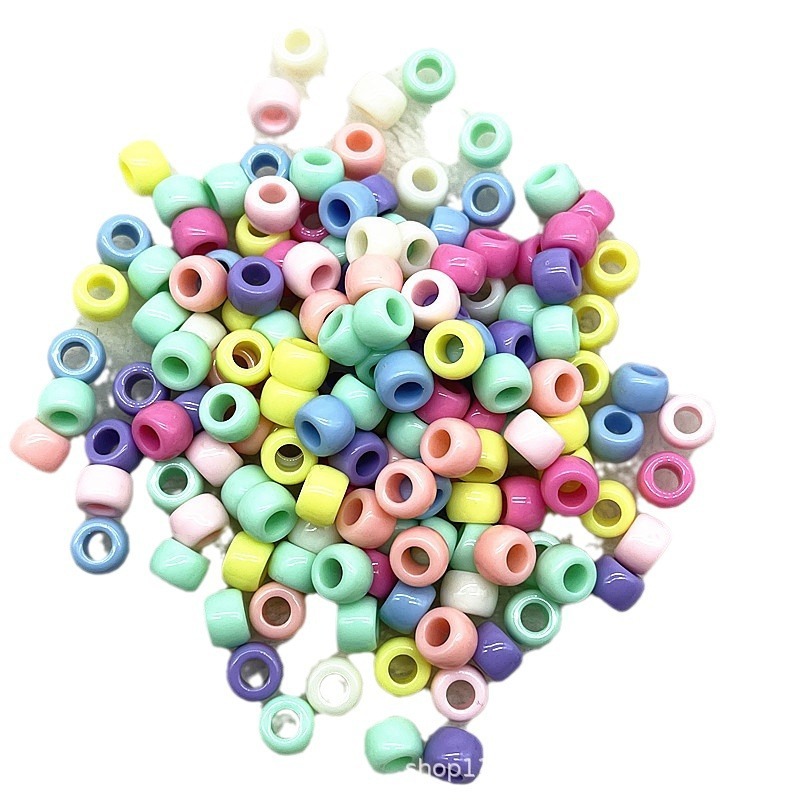 50個の6x9mmの大きな穴の玉のカラーの桶の玉のアクリルの材料のポニービーズのお下げのかつらの数珠の散珠|undefined