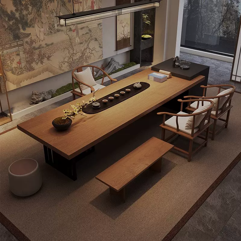 现代视觉宋氏美学岛台茶桌烧水壶一体嵌入式办公室茶台轻奢高级感