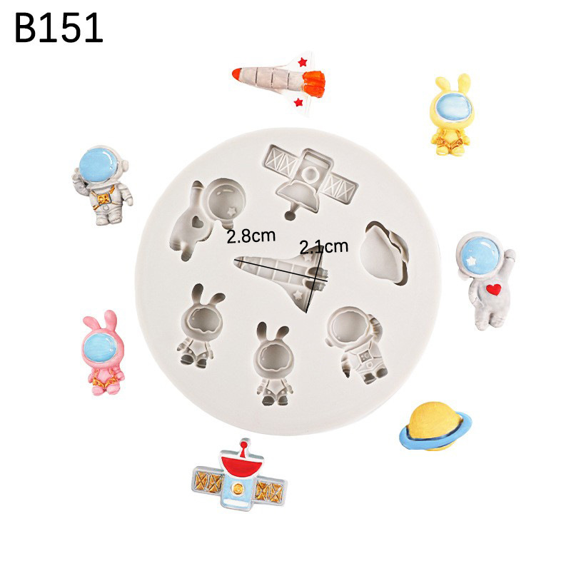 Fondant chocolate para hornear espacio creativo astronauta nave espacial DIY pastel decoración silicona molde epoxi