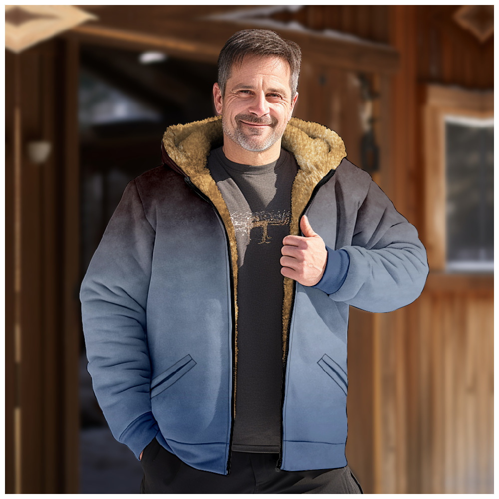 Patrón de multi-color transfronterizo europeo y americano impresión 3D Impresión digital suéter con capucha forro marrón Chaqueta de algodón acolchado