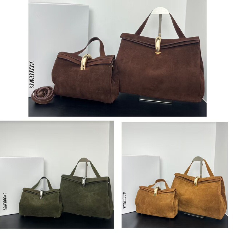 2026 New Jacquemus Metal Buckle Handbag Tote Bag, Fashionable and Versatile Commuting Shoulder and Crossbody Bag