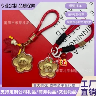 定制企业logo新款精美钥匙扣手机链包包挂饰精美伴手礼有钱花挂件