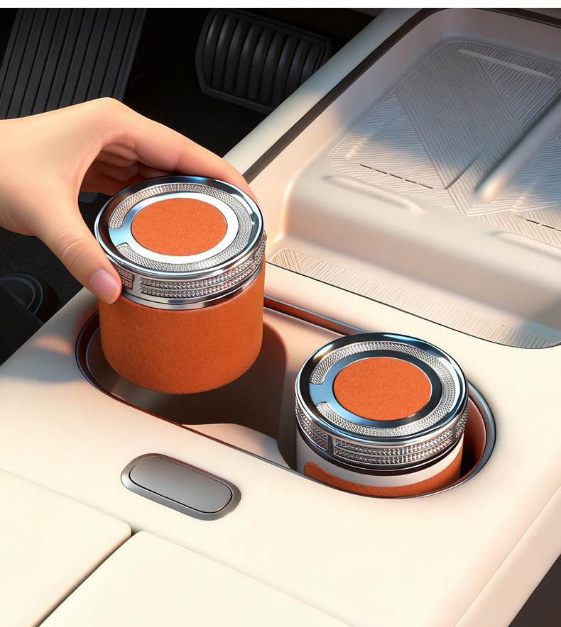 Cross-Border Led Light Ashtray 4S Car Universal Ceramic Ashtray with Suede Practical Car Accessories