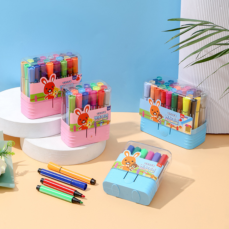 Portable Kids' Little Fat Watercolor Pens, Washable, 12-Color Set for Kindergarten & 36-Color Kit for Elementary School Students—Perfect Art Supplies
