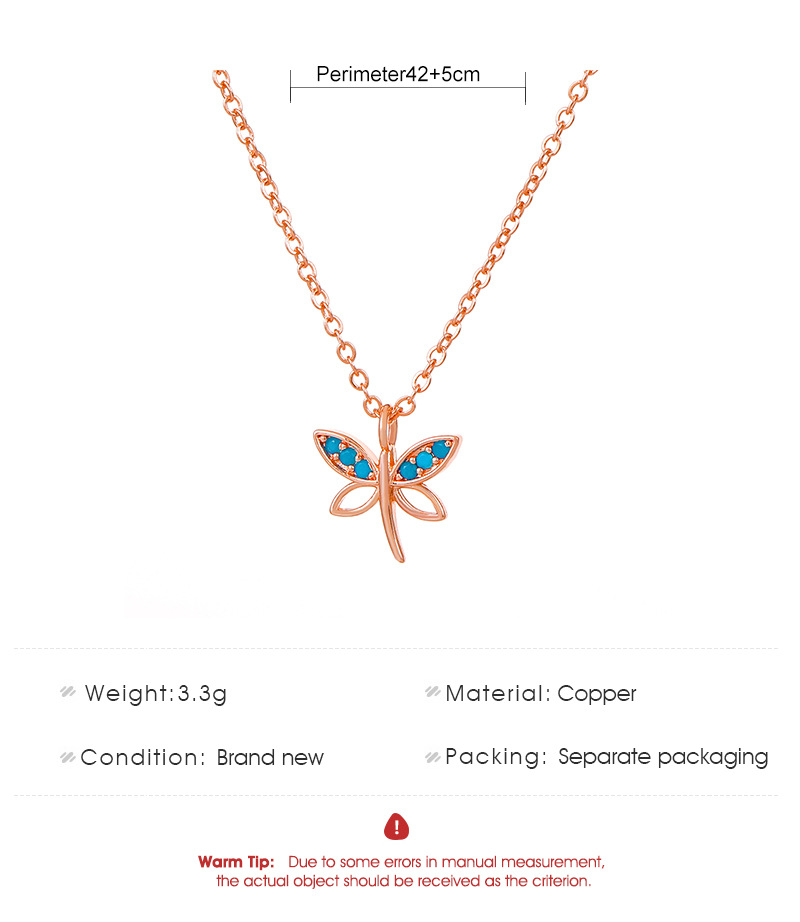 Fashion Dragonfly Copper Pendant Necklace Inlay Zircon Copper Necklaces