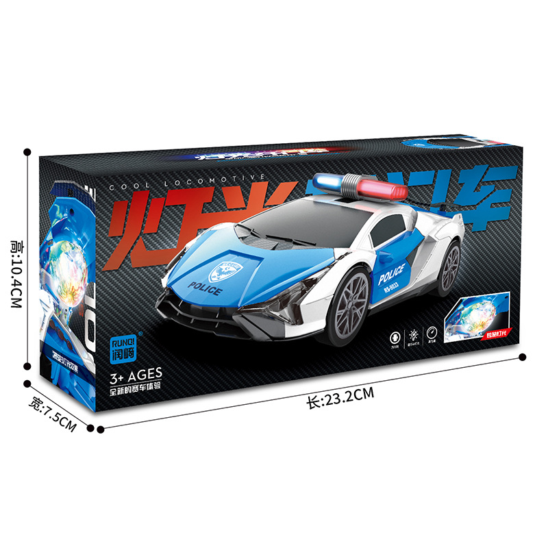 Tiktok mismo eléctrico universal puerta policía coche de juguete 360 rotación música luz niño niños coche de juguete