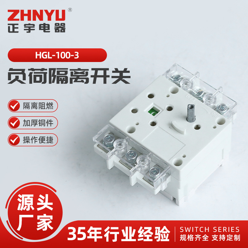 HGL-100-3三极柜内操作 负荷隔离开关 100A 隔离开关 紫铜加厚