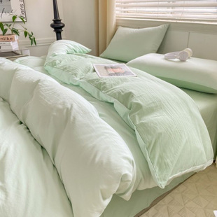 Category a Maternal and Infant Grade Super Soft Cloud Washed Cotton Four-Piece Set Thickeneded Bed Sheetss Dormitory Three-Piece Bedding Set Quilt Cover