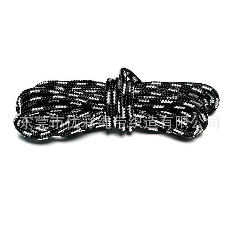 Braided rope single core umbrella rope camping rope 2mm3mm3.5mm outdoor tent rope black and white jump point black rope