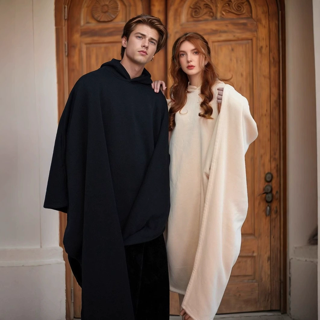 Трансграничные спотовые европейские и американские осенне-зимние панк-свободные шерстяные топы с капюшоном, внешняя торговля, свободные накидки для мужчин и женщин