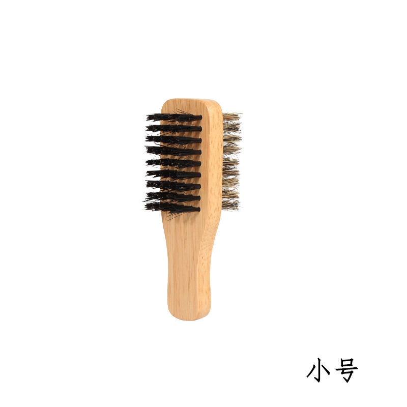 メーカー卸売り男性ひげスタイル豚毛ひげブラシ両面木柄ヘアブラシ櫛ナイロンひげブラシ|undefined