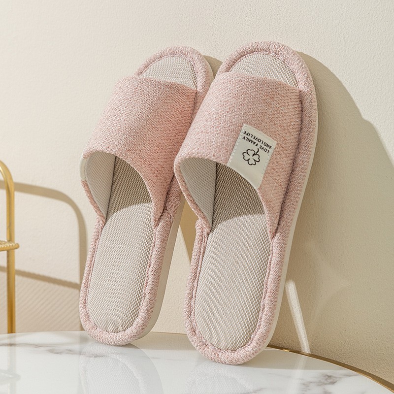 Zapatillas de lino de las mujeres de cuatro estaciones casa interior casa mudo pareja piso inferior suave antideslizante de lino de algodón sandalias de los hombres