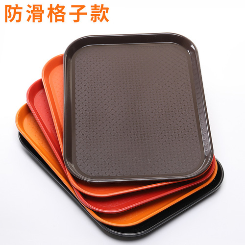 Thickened commercial plastic non-slip tray Chinese rectangular fast food plate hotel tableware KFC canteen meal plate