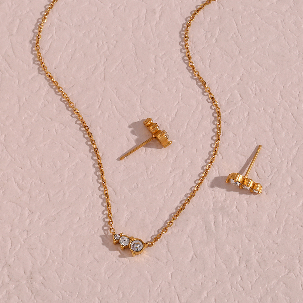 Womenu0027S Fashion Geometric Stainless Steel Ear Studs Necklace Geometry Plating Metal Artificial P