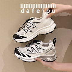厚底網面休閒運動鞋女2024夏季新款韓版美拉德徒步登山運動老爹鞋